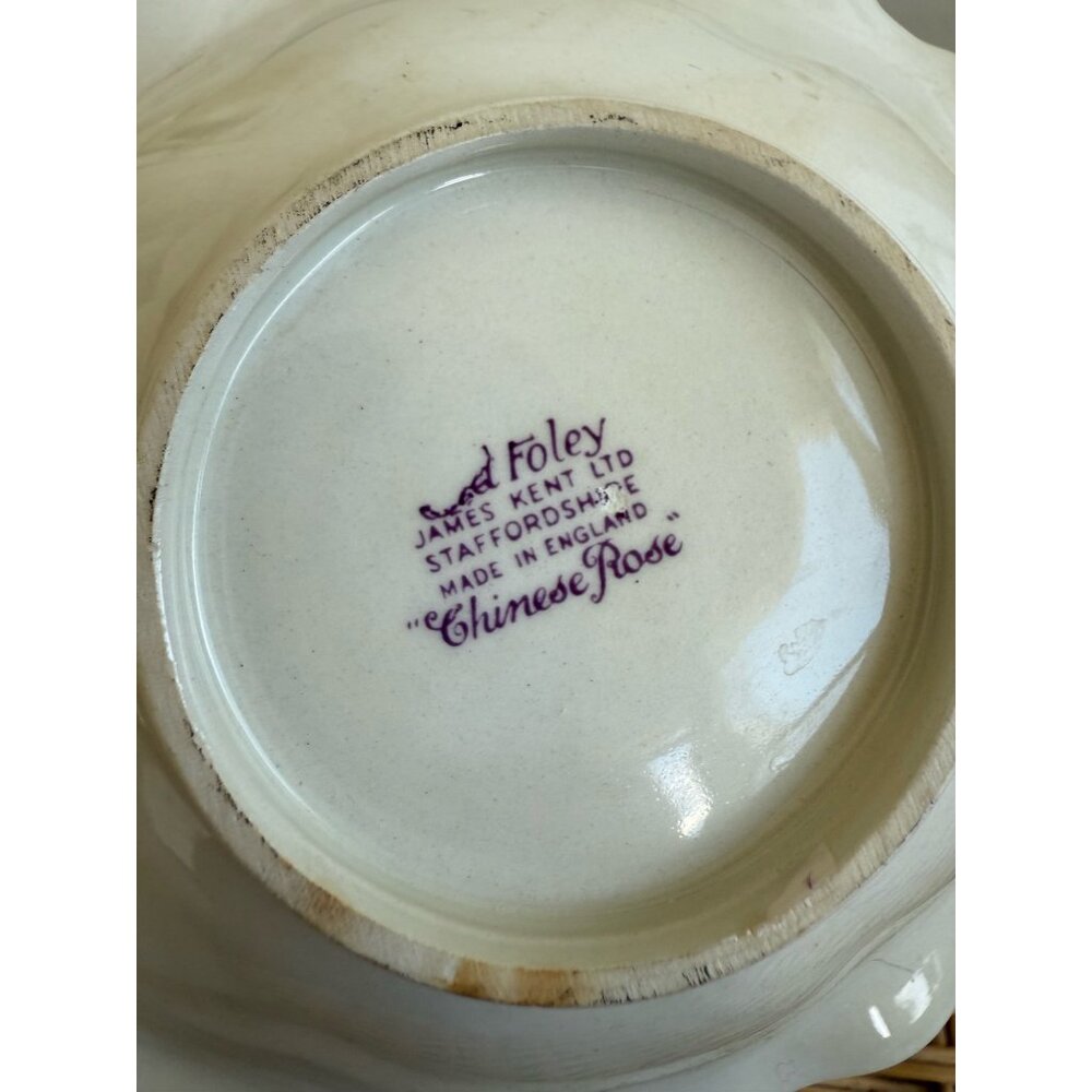 Vintage 50's James Kent Foley Staffordshire Chinese Rose Divided Dish Birds - Picture 5 of 11